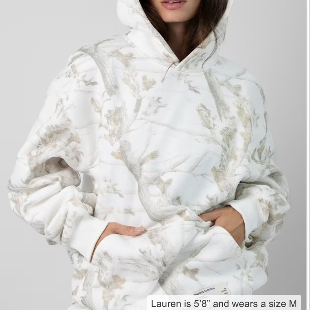 Comfrt Camo Hoodie White Oak, Size Medium